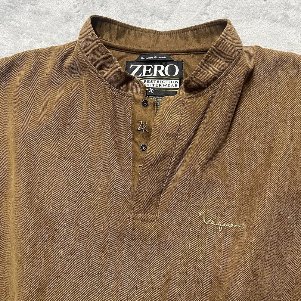 Zero Restriction Vest‎ Mens Large Brown 1/4 Snap Herringbone Vaquero Golf Club